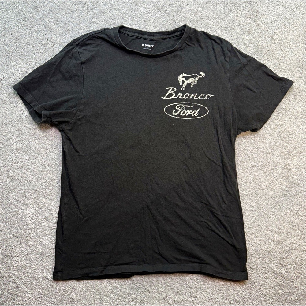 Old Navy Ford Bronco T-Shirt Mens Size Large Black Graphic Tee One Wild Horse